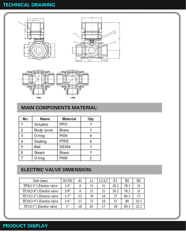 Tf8-bh3-c DC5V 2/3/5/7 провода латунь 3 Way t/l Тип 1/4 ''( dn8) горизонтальный моторизированный мяч Клапан с индикатором для воды Управление