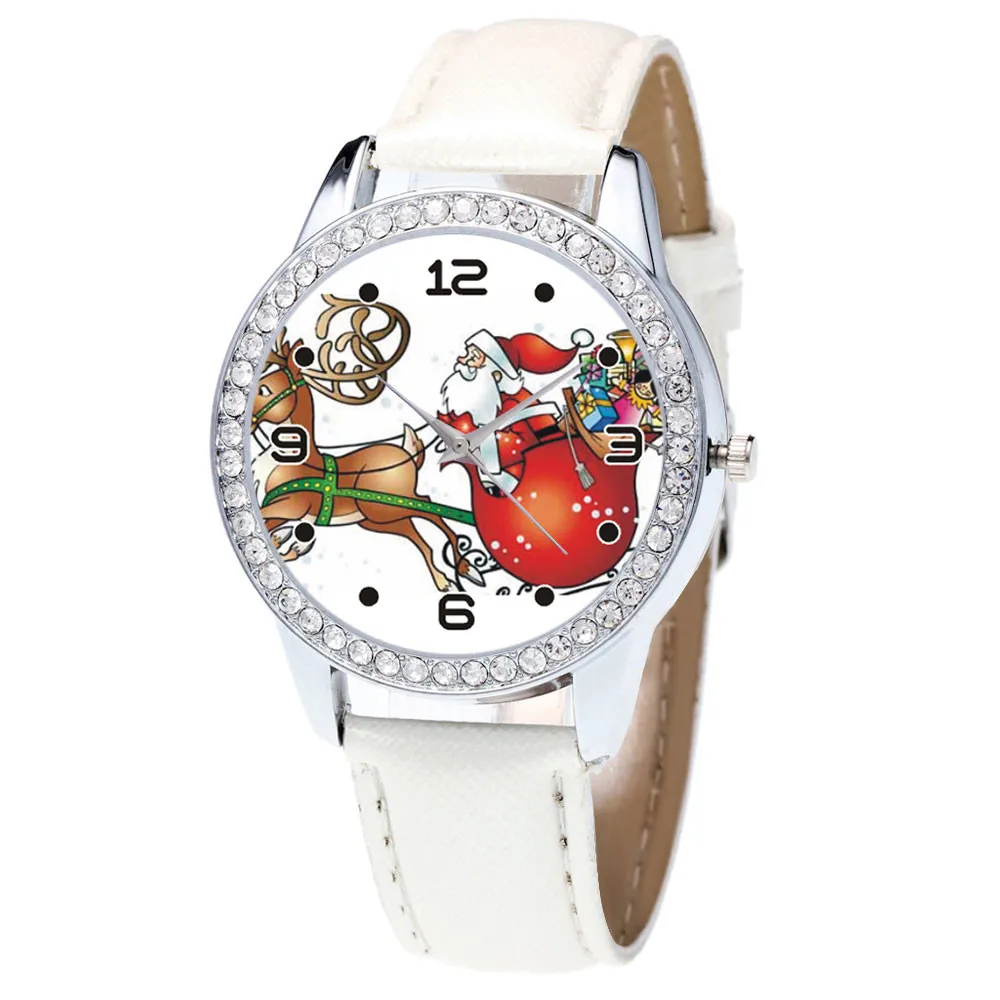 Charming Women elegant vogue Watch Christmas Diamond Leather Band