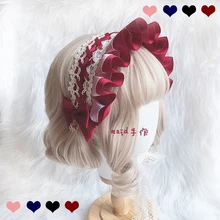Милая Детская кукла ручной работы головной убор капота Bnt повязка лента для волос Лолита кружева сладкий элегантный красный черный белый