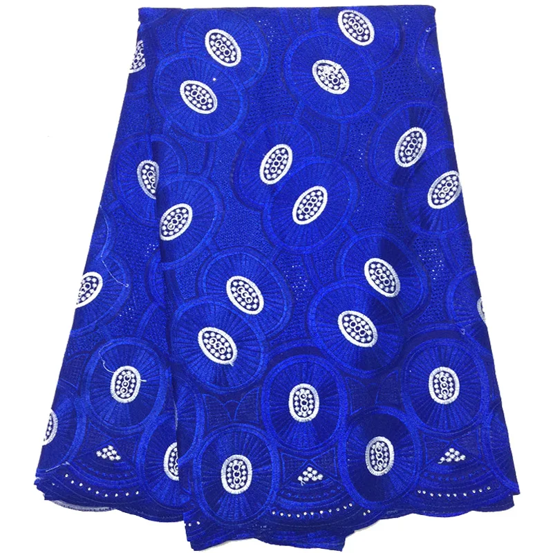 

Free shipping (5yards/pc) royal blue African cotton lace fabric soft Swiss voile lace fabric with embroidery for dress CLS165