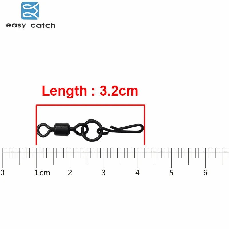 Easy Catch 20 шт. матовые черные рыболовные Вертлюги с быстросменными застежками для