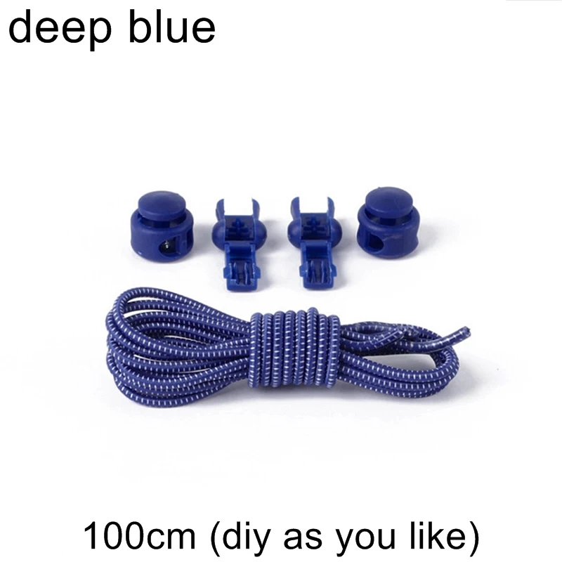 Фиксирующие шнурки без шнурков фиксирующий башмак шнурки эластичные шнурки для шнурков бег/Триатлон/Спорт Фитнес N006 - Цвет: navy blue