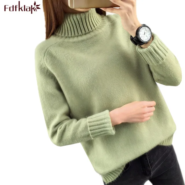 US $6.41 Fdfklak Women Turtleneck Winter Sweater Women 2019 Long Sleeve Knitted Women Sweaters And Pullovers