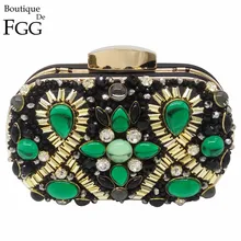 Бутик De FGG Зеленый Изумрудный и Черный бисером женский Вечерний Клатч Свадебная вечеринка ужин сумки и кошельки цепь сумка на плечо