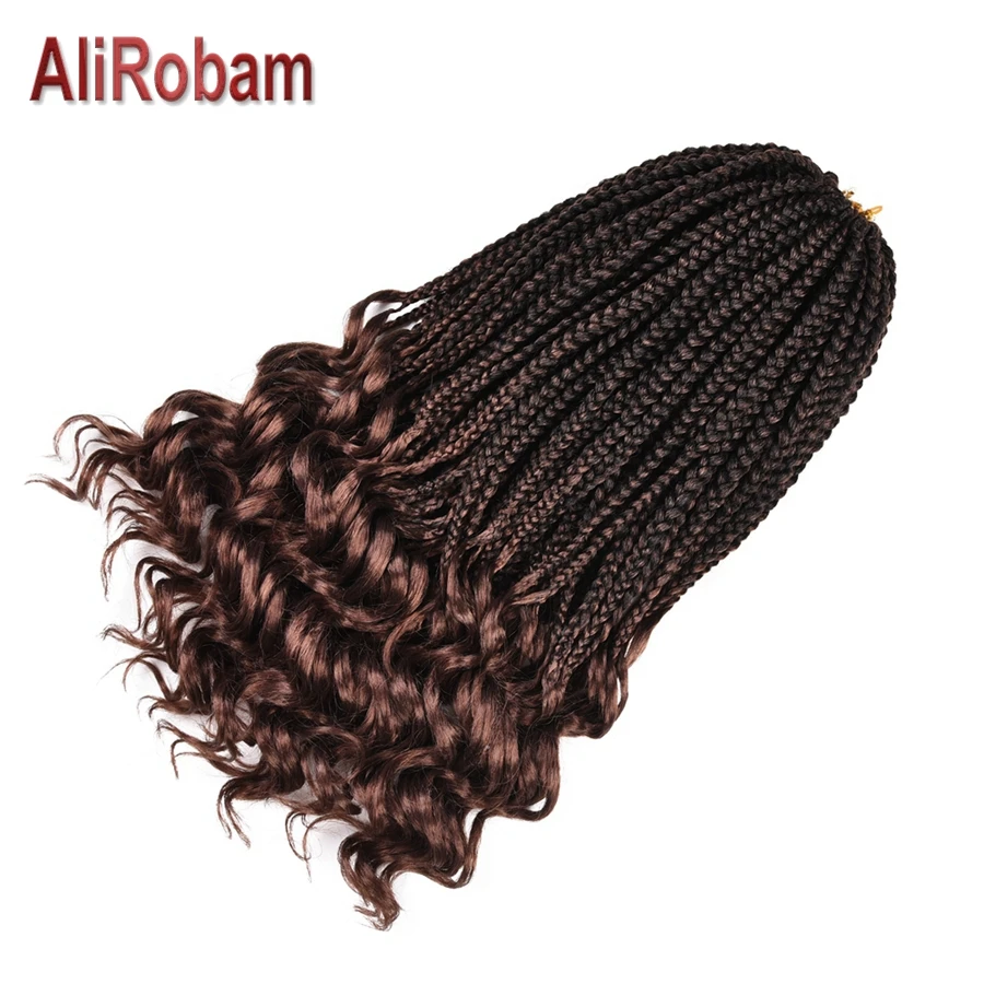 

AliRobam Loose End Box Braids Ombre Brown Low Temperature Fiber Synthetic Crochet Braids Braiding Hair Extensions 22strands/pack