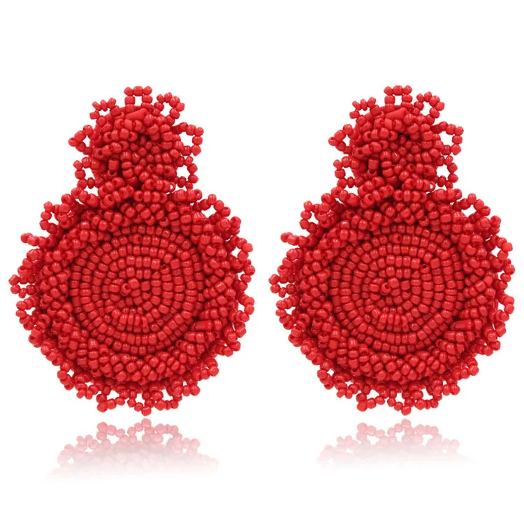 

Fashion Bohemian Ethnic Geometric Handmade Rice Beads Earrings Party Pendant Earrings For Women Jewelry Gifts Wholesale