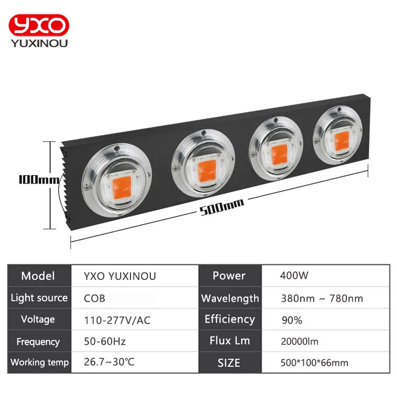 COB светодиодный Grow светильник полный спектр фактические Мощность 100W 200W 300W 500W светодиодный для сельскохозяйствнных ламп для комнатных растений Veg& цветения