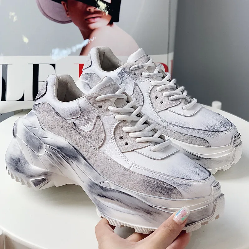 2019 Spring Autumn Shoes Women Platform Shoes Lady Lace Up Casual Pumps Creepers Harajuku Punk Sneakers Girl Female Silver Shoes (18)