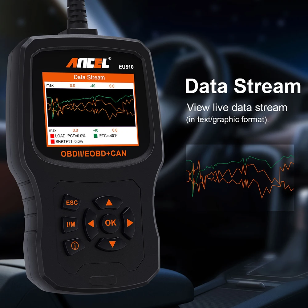 Сканер ANCEL EU510 OBD2 для проверки двигателя OBD 2 диагностический прибор чтения кодов