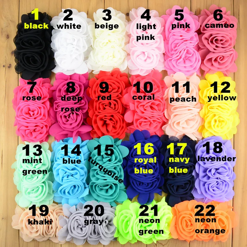 

50 pcs/lot , 13.5 cm chiffon rose flower , shabby chiffon flower for headband hair fashion accessories 22 colors