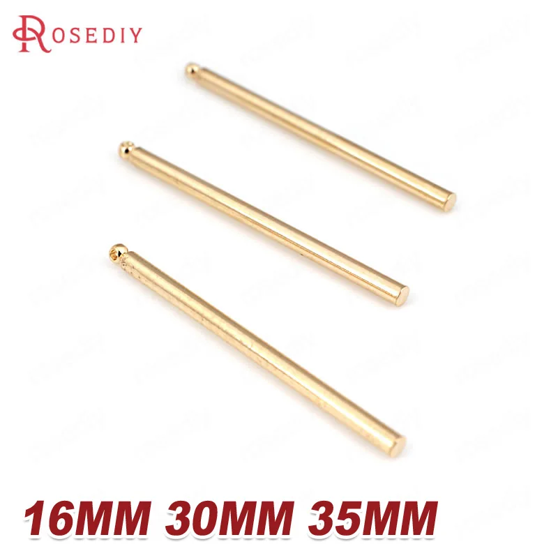 

10PCS Length 16MM 30MM 35MM 24K Champagne Gold Color Plated Brass Round Rod Charms Pendants Diy Jewelry Findings
