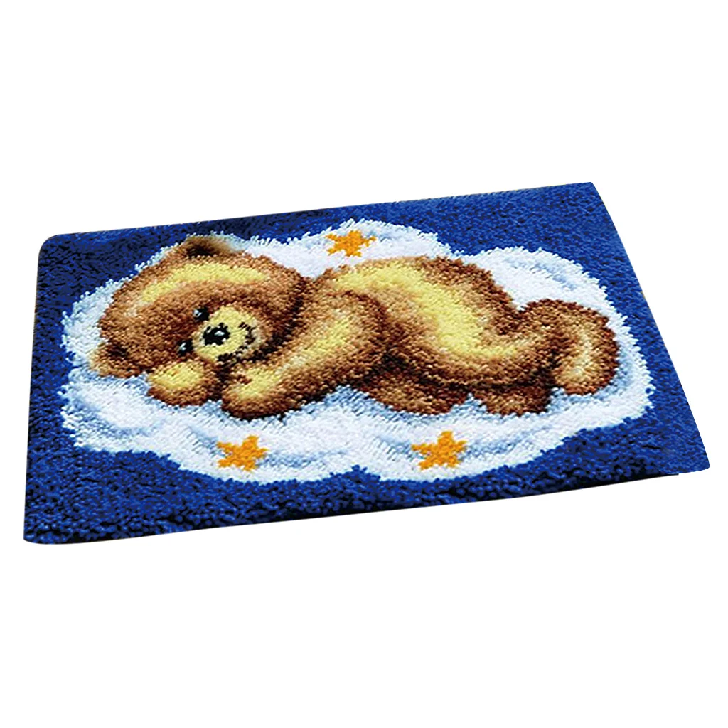 Bear Latch Hook Kit DIY Hand Craft For Pillow Mat Cushion Carpet Rug 50x40cm