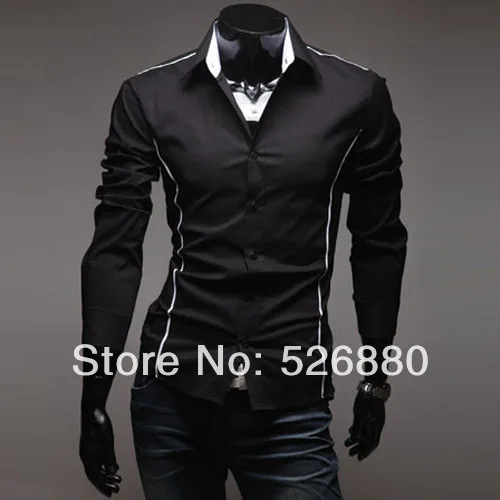 2019 جديد وصول الكمال اقتصاص مخطط الرجال عارضة طويلة الأكمام قميص الأزياء الأبيض الحدود اللباس Camisa الغمد الرجال قميص