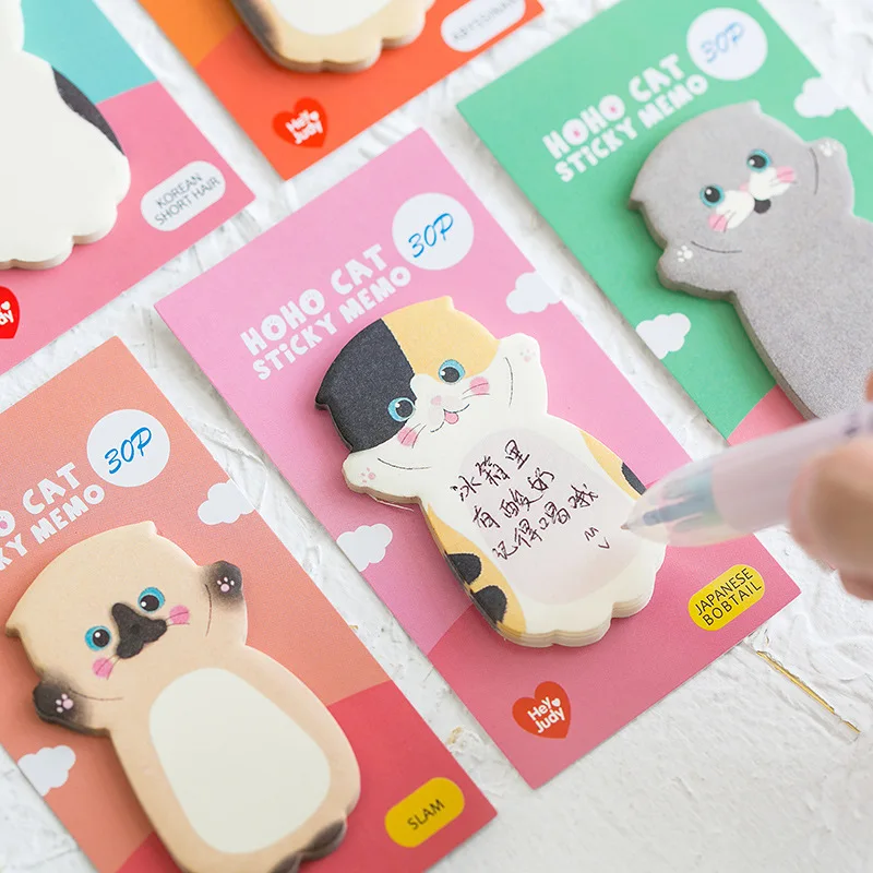 30 страниц Kawaii Cat Блокноты Sticky сообщение заметки Бумага маскировки DIY ремесло школы канцелярских