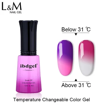 

12pcs Free Shipping ibdgel gel nail polish 12ml UV Nail Gel Temperature change color gel