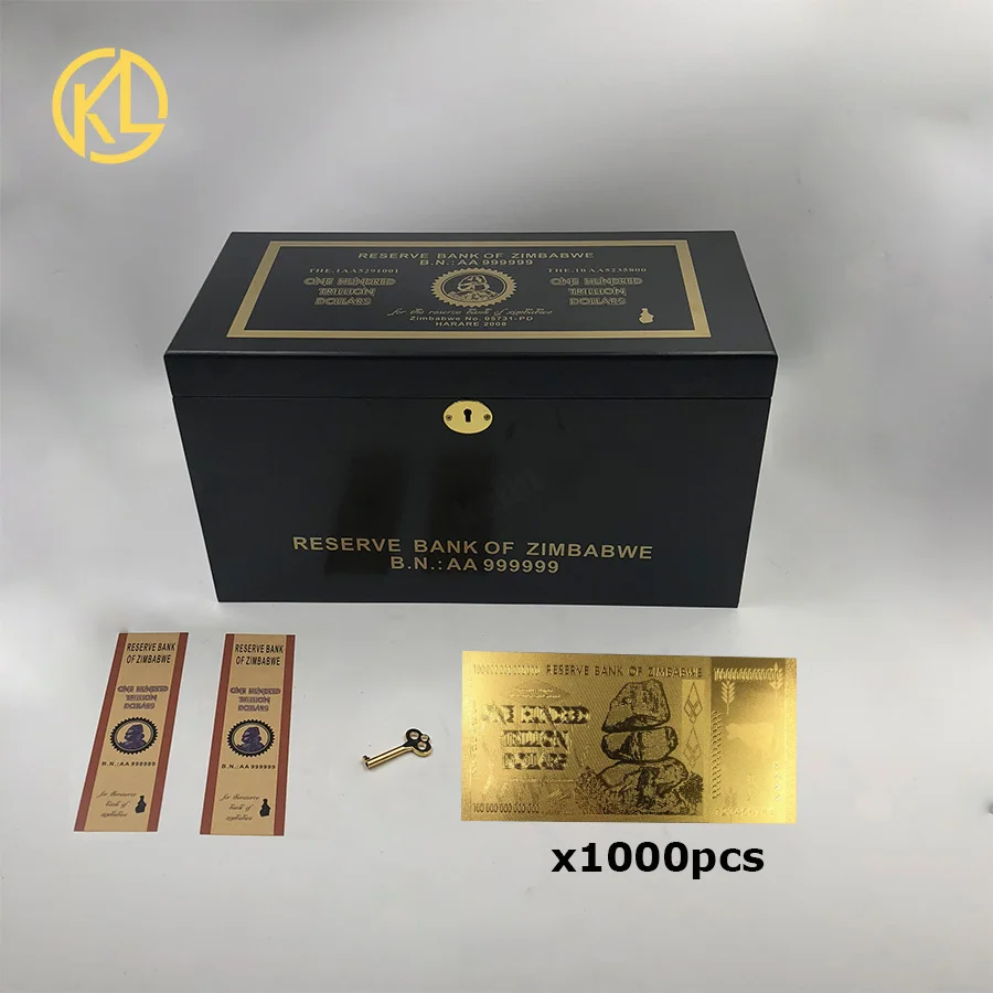1000 шт званые сто триллионов или кинтиллион долларов золотые банкноты с золотом 999999 и водяными знаками fedex tnt или UPS - Цвет: 100 trillion 1000set