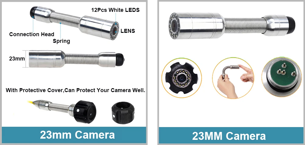 23 мм Головка камеры промышленный трубопровод эндоскоп 20 м Стекловолоконный кабель дренажная труба Инспекционная камера система с функцией DVR