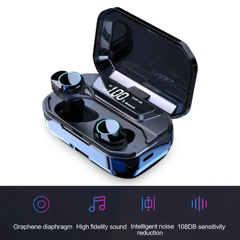 TWS-G02 True беспроводной Bluetooth 5,0 гарнитура Спорт Бег стерео музыка мини наушники с дисплеем питания долгое время резервная гарнитура