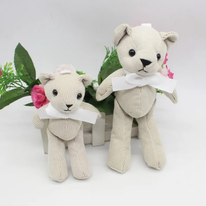 Luxury Bowtie Teddy Bear Dolls Toys Corduroy Stripe Bear Cloth Doll Small Key Bag Pendants Wedding Party Flower Decor 1418cm 10pcs (8)