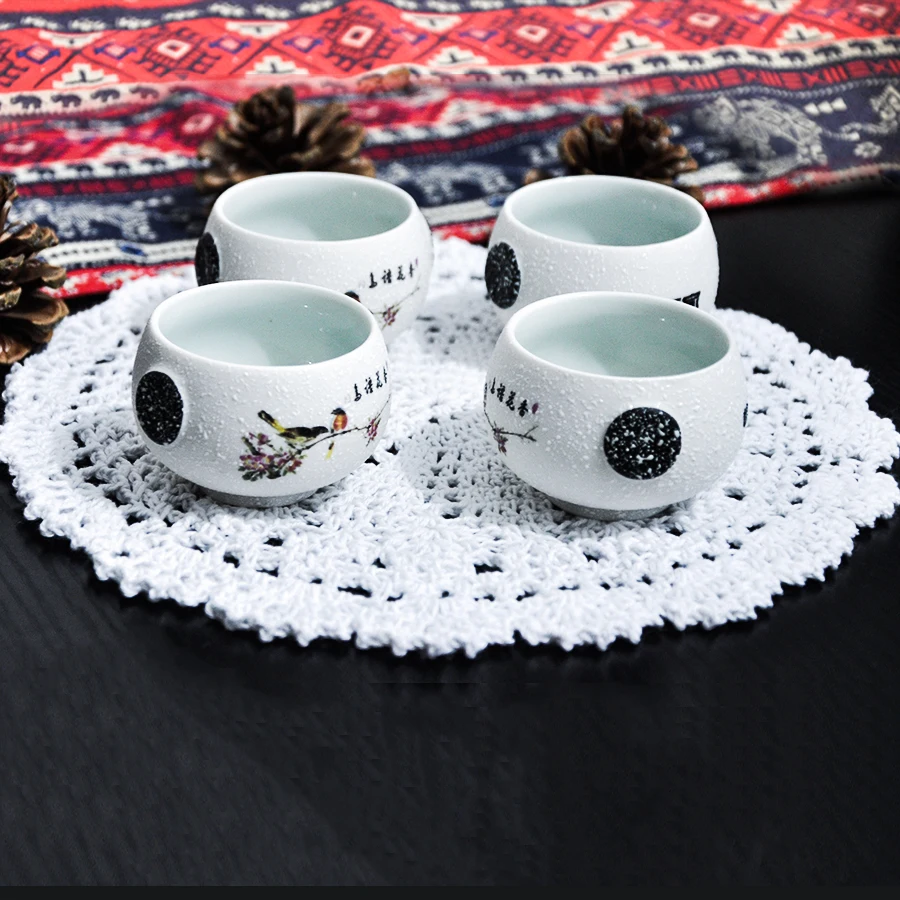  4pcs 25CM Handmade Crochet Doilies Cup Mats Bowls Mat Handmade Weave Placemats Hot Pads Suitable Ki