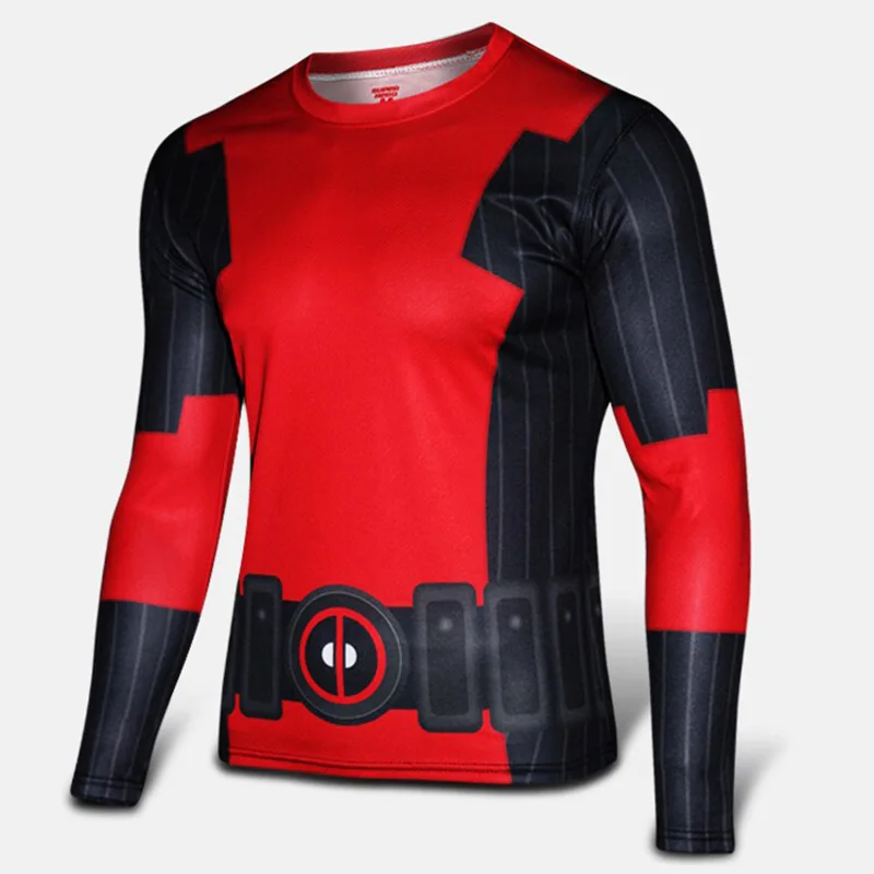 

New 2018 Avenger Superhero Deadpool Cosplay Mens Long Sleeve 3D Printed T-shirt Mens Fitness Clothing Male Casual Tops