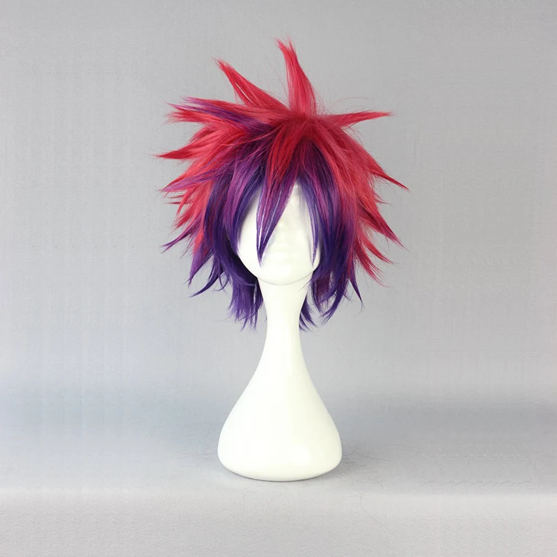 NO GAME NO LIFE Sora косплей парики 35 см короткие прямые пушистые термостойкие синтетические волосы Красный Фиолетовый Смешанные аниме вечерние костюмы