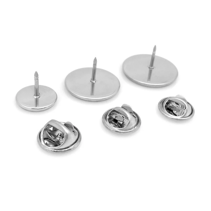 10pcs/lot Stainless Steel Brooch Base Holder Brooch Pin Badge Holder for Diy Jewelry Making Cabochon Base 12 14 16 18 20 25mm