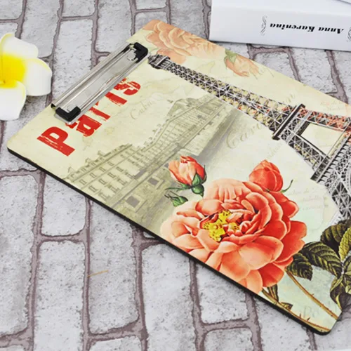 

10pcs/lot Sublimation MDF writing pad Wooden file Blank DIY menu clipboard with plate clip heatpress office supplies