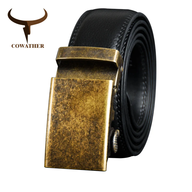 

COWATHER Cow Genuine Leather Belt for Men Cowhide Belt Men Metal Automatic Buckle Male Strap Top Quality Male Waistband CZ125