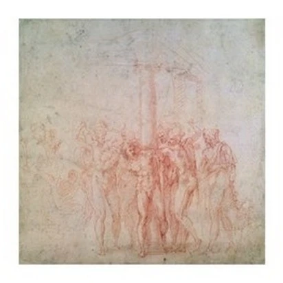 Inv. 1895 6-15-500. R. (W.15) The Flagellation of Christ Poster Print by Michelangelo Buonarroti (24 x 18)