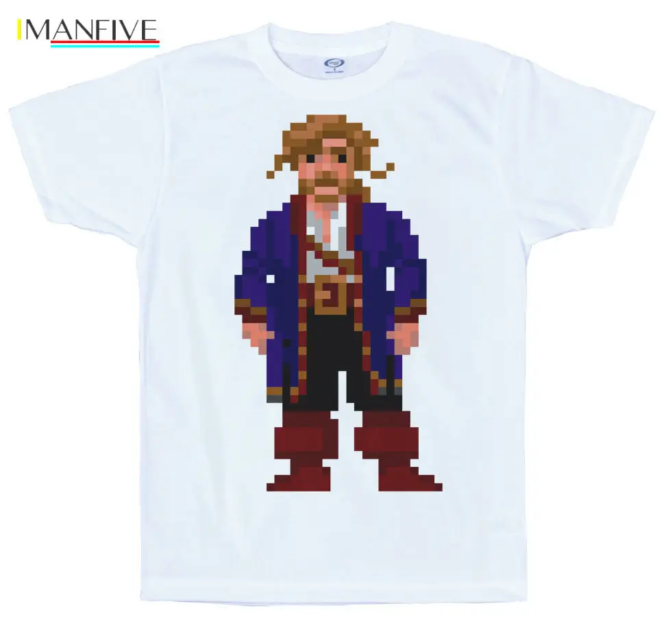 

Guybrush Threepwood T Shirt, pixel, secret of monkey island, 8-bit, retro game Streetwear harajuku Print Cotton funny t shirts