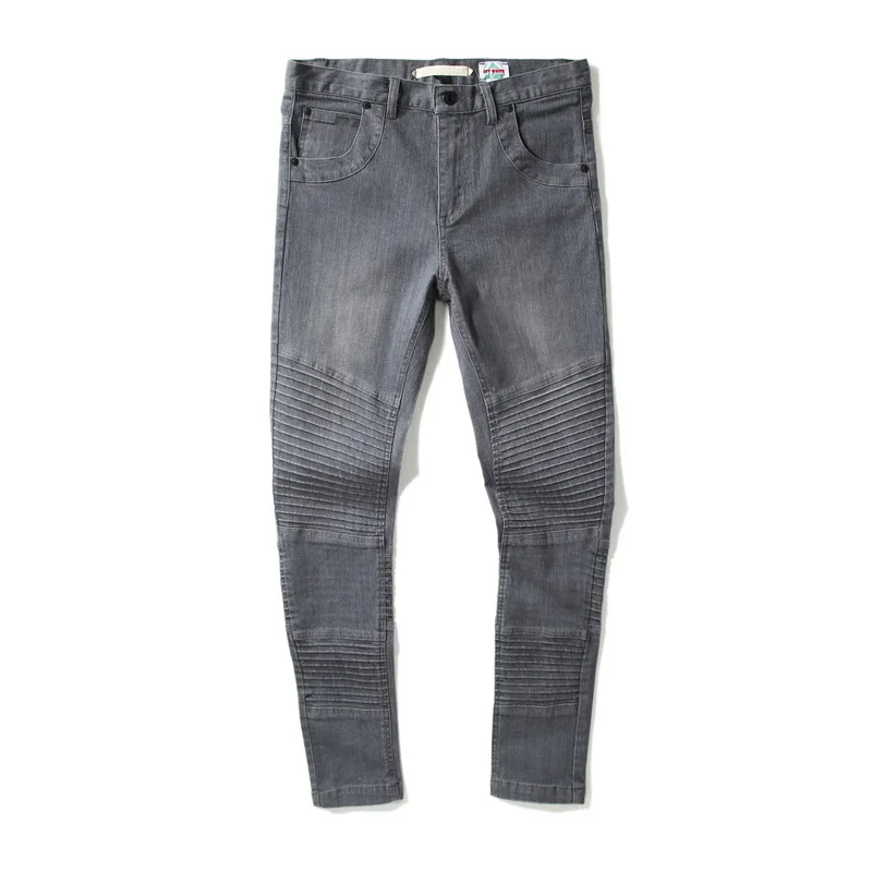16ss off white mens designer Slim RUCHED black jeans