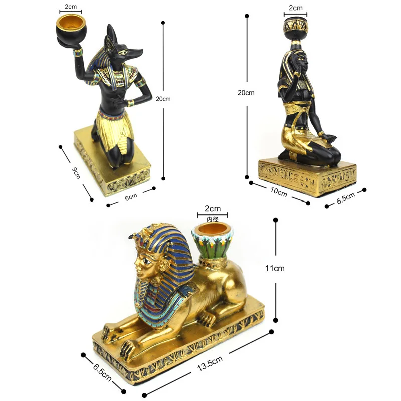 Египетские подсвечники фигурки из смолы Anubis Sphinx декоративный подсвечник для дома