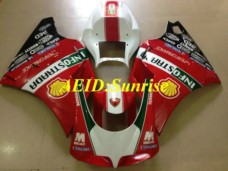 

Injection mold Fairing kit for 748 916 996 998 03 04 05 748 916 996 998 2003 2004 2005 ABS White red Fairings set+gifts DE03
