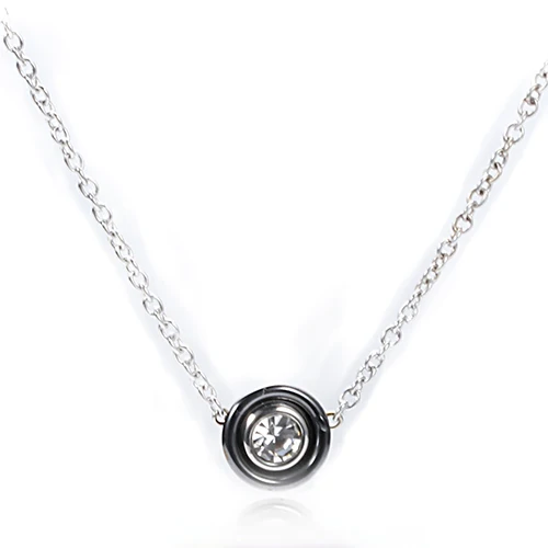 Настоящее керамическое кубическое циркониевое ожерелье с цепочкой и подвесками, белое модное Кристальное керамическое ожерелье, свадебные ювелирные изделия для женщин - Окраска металла: Black