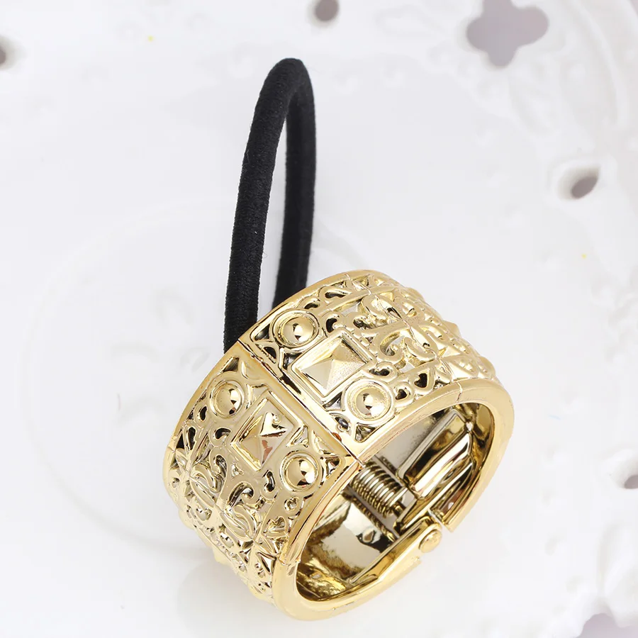 1PC New Fashion Women Hair Accessories Punk Style Circle Hair Bands Ponytail Rope Vintage Elastic Hair Rope Scrunchy