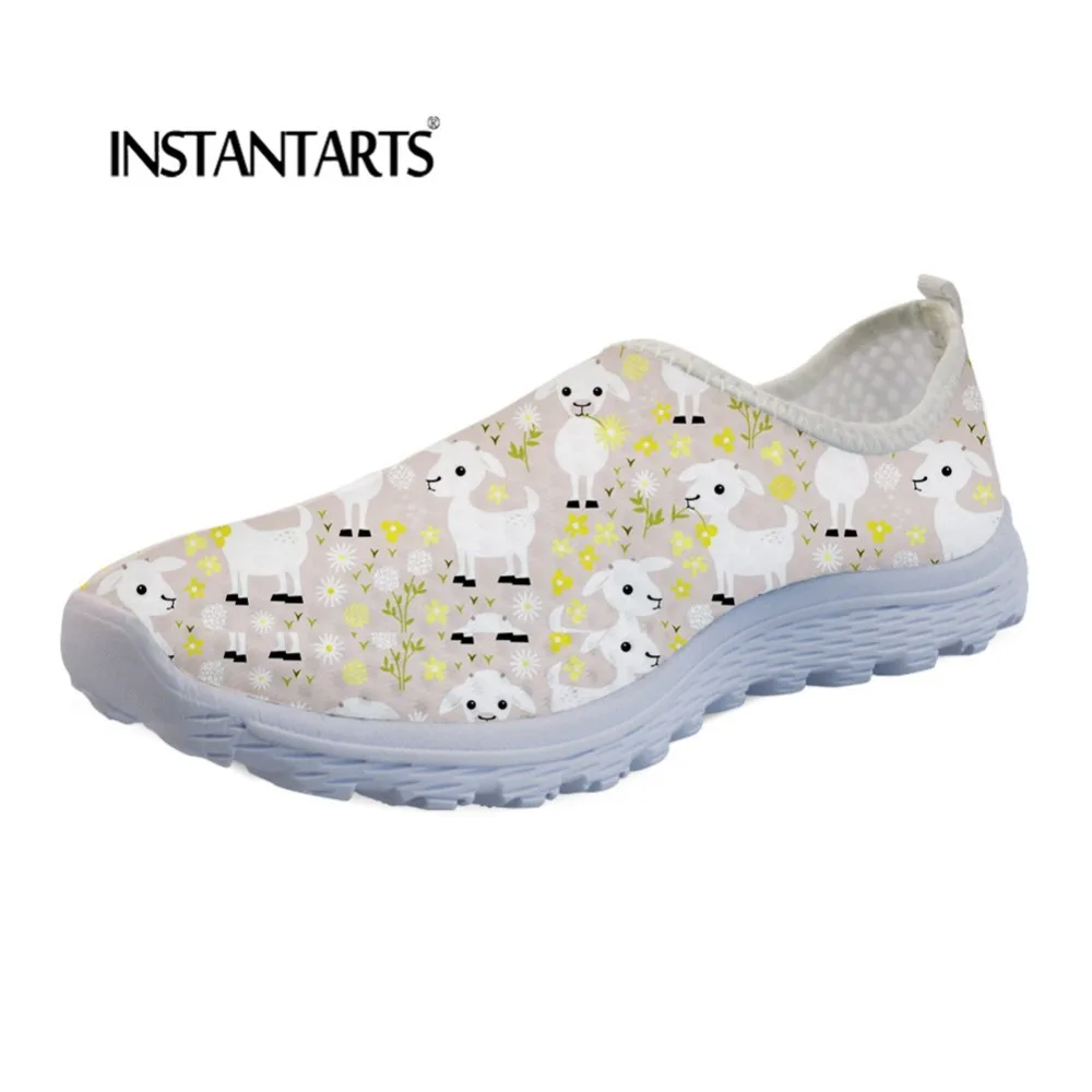 

INSTANTARTS Cute Flats Women Shoes Cartoon Sheep Pattern Light Air Mesh Shoes for Ladies Casual Summer Walking Shoes Woman 2019