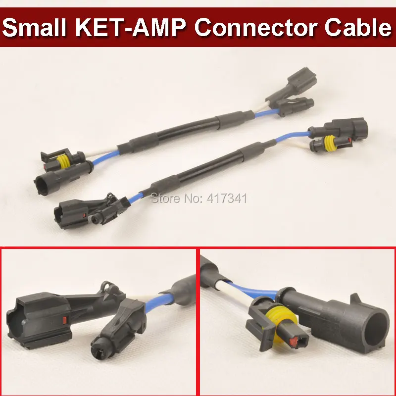 

Small AMP-KET Adapter Cables 2PCS/LOT for HID Xenon Ballast Connector Cables Wires for Headlamp Light Replacement