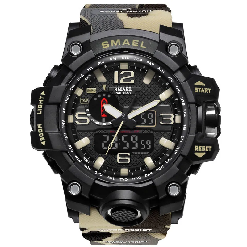 Новинка SMAEL мужские спортивные многофункциональные водонепроницаемые светодиодный цифровые кварцевые наручные часы 1545# NN0311