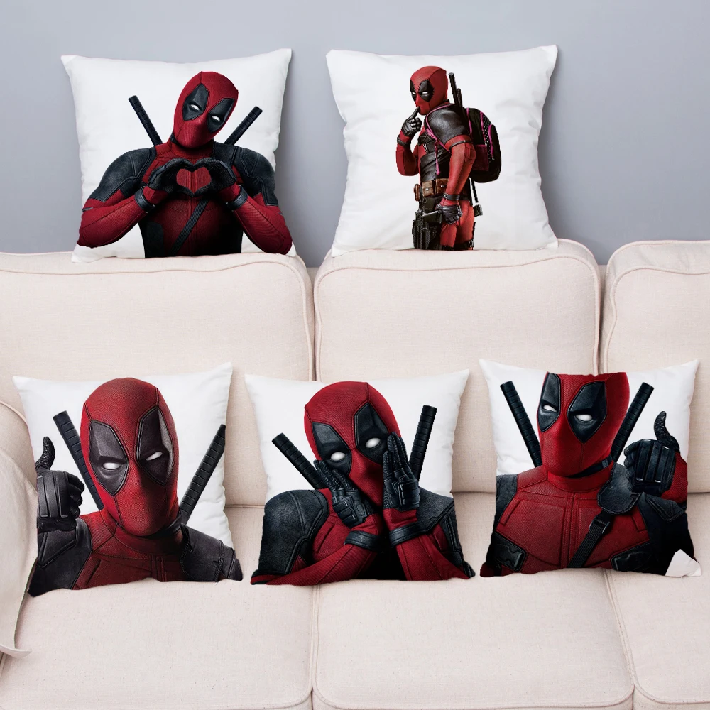 

Super Hero Deadpool Print Pillow Cover Super Soft Short Plush Cushion Covers 45*45 Throw Pillow Case Sofa Home Decor Pillowcase