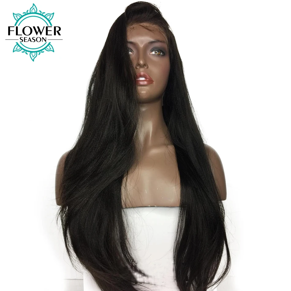 FlowerSeason Pre Plucked 5*4.5 Silk Base Glueless Full Lace Wigs Human