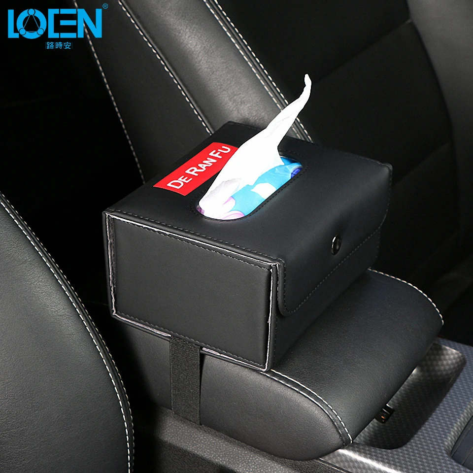 Car Armrest/Seat Back Hanging Tissue Box PU Leather With