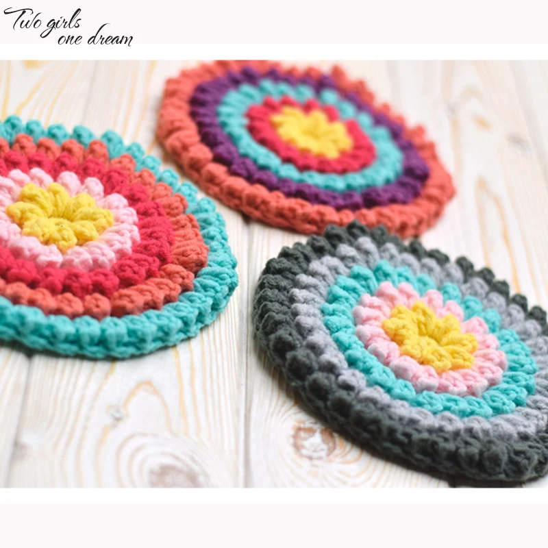 Freeshipping Original Round Handmade Crocheted Cup Mats Teapot Coffee
