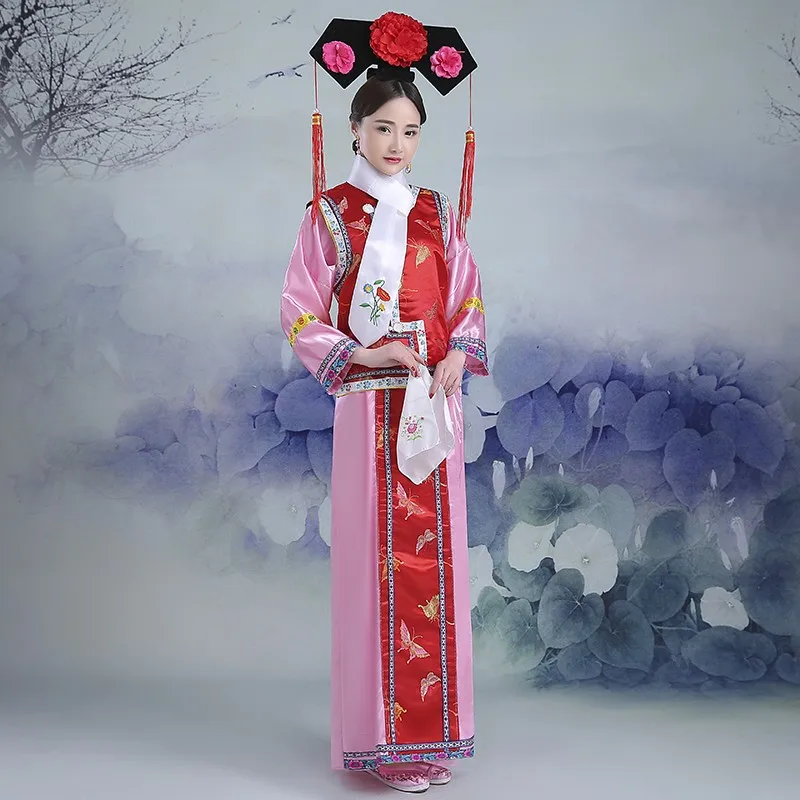 Hot Sale 5 colors new Embroidery girl Qing Dynasty Princess Costume women's ancient court dress for cosplay stage performance