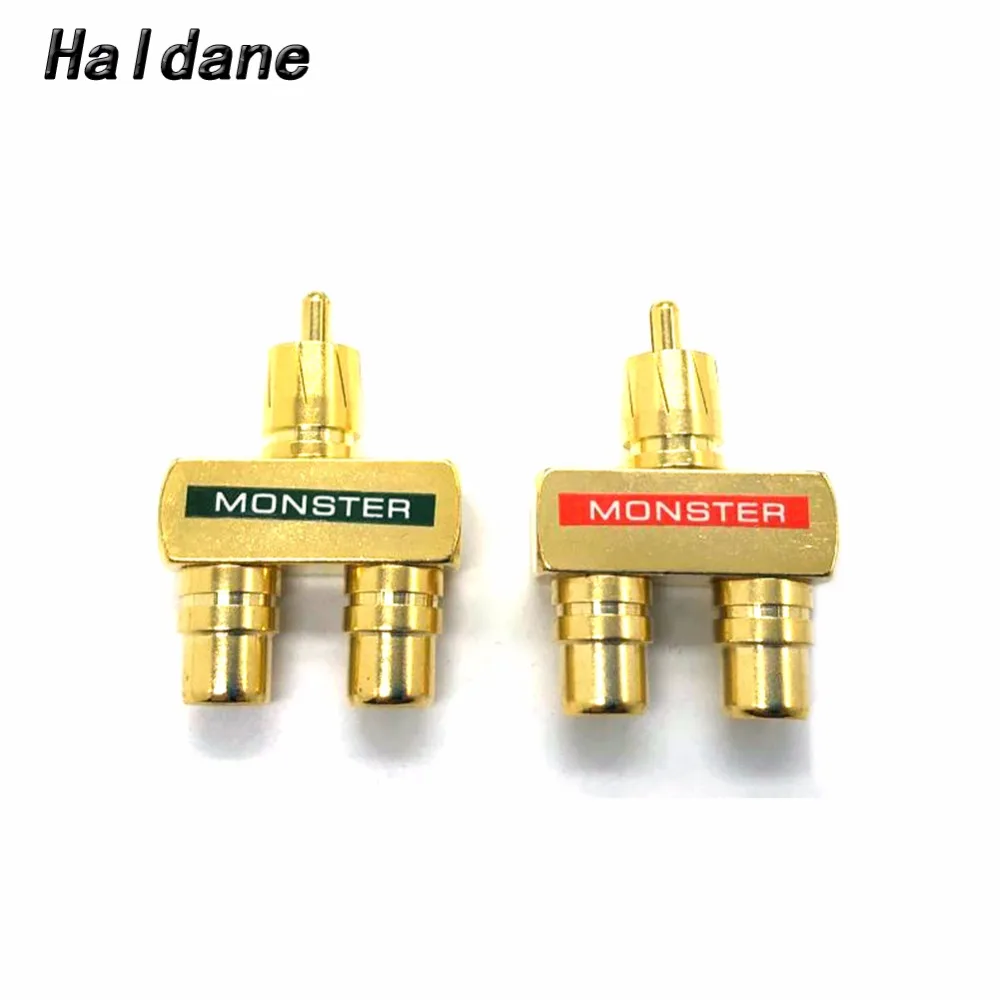 

Free shipping Haldane 2Pcs Gold Plated RCA Adapter RCA Audio Video Splitter Plug 1 Male to 2 Female RCA 3 Way Connector