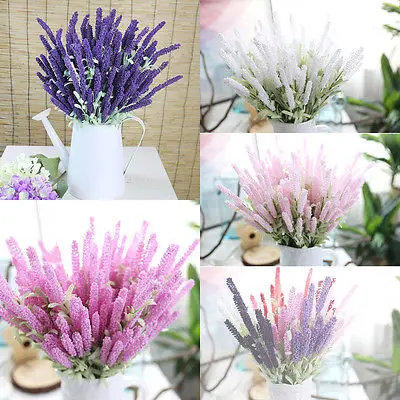 

12 Heads Bouquet Silk Artificial Lavender Fake Garden Plant Flower Home Decor UK