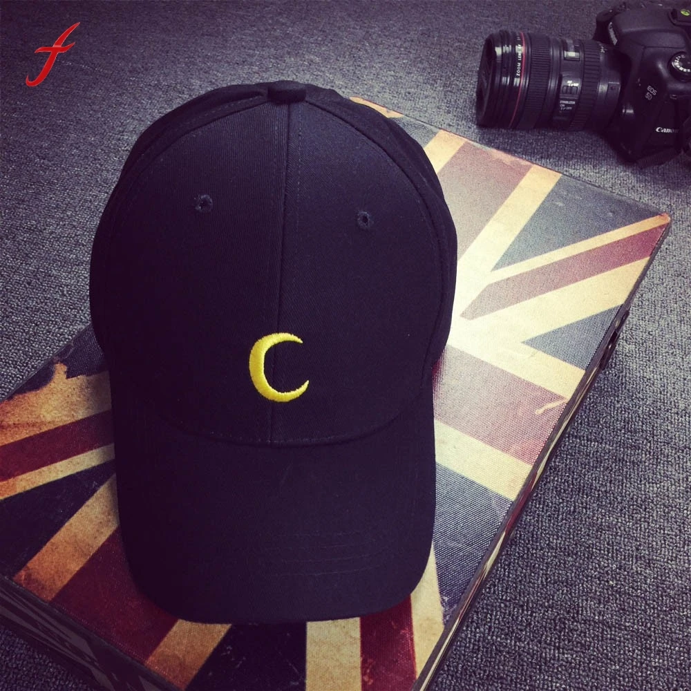 

Fashion White&Black Moon Printed Embroidery Cotton Hip Hop Baseball Caps Boys Girls Adjustable Snapback Sun Hats for Men Women