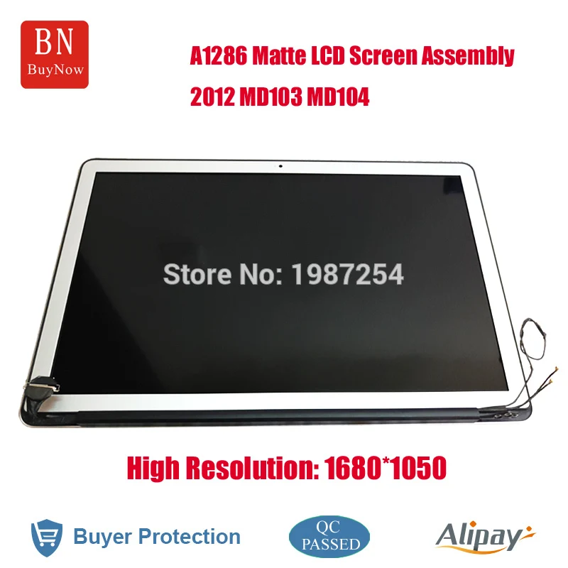 

High Resolution 1680*1050 For Apple Macbook Pro 15.4inch A1286 Matte LED LCD Screen Display Assembly 2012 Year MD103 MD104