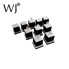 Кольцо держатель дисплея ювелирных изделий Стенд белый искусственная кожа и черный бархат крепкий Витрина Прилавок Презентация Организатор для окна