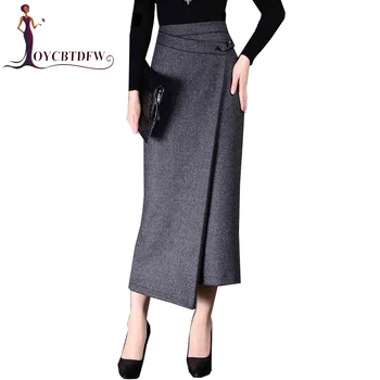 

Pack skirt 2018 winter new fashion Solid color Thick section woolen Pack skirt Slim Exquisite asymmetrical long skirt DD151